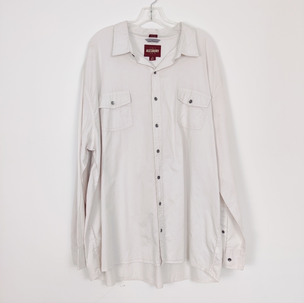 Alesbury Men's Button Down Shirt in Off White Size 3XL 100% Cotton Gorpcore